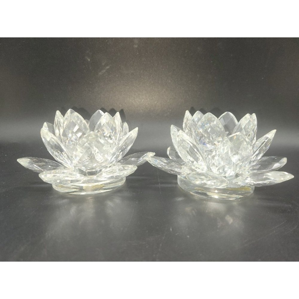 2 Shannon Home Decorative Crystal Lotus Flower Candle Holders Design Of Ireland